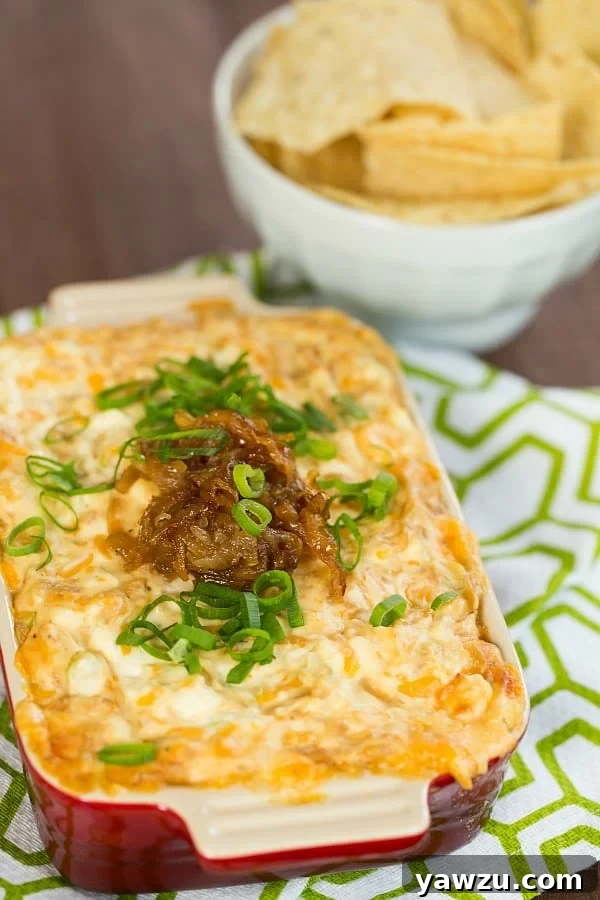 Decadent Creamy Caramelized Onion and Roasted Garlic Dip for Parties and Gameday