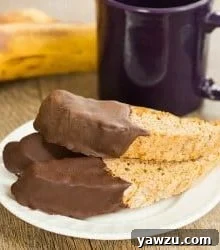 Chocolate-Dipped Banana Bread Biscotti
