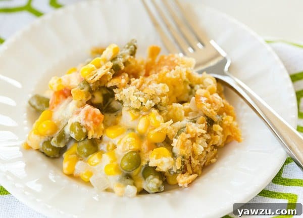 Golden-brown Corn and Mixed Vegetable Casserole with Ritz topping