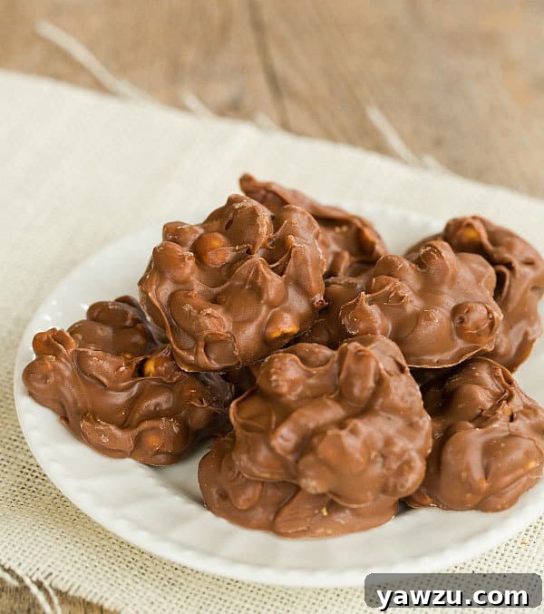 Irresistible Slow Cooker Chocolate-Covered Peanut Clusters, perfect for easy holiday baking and gifting.