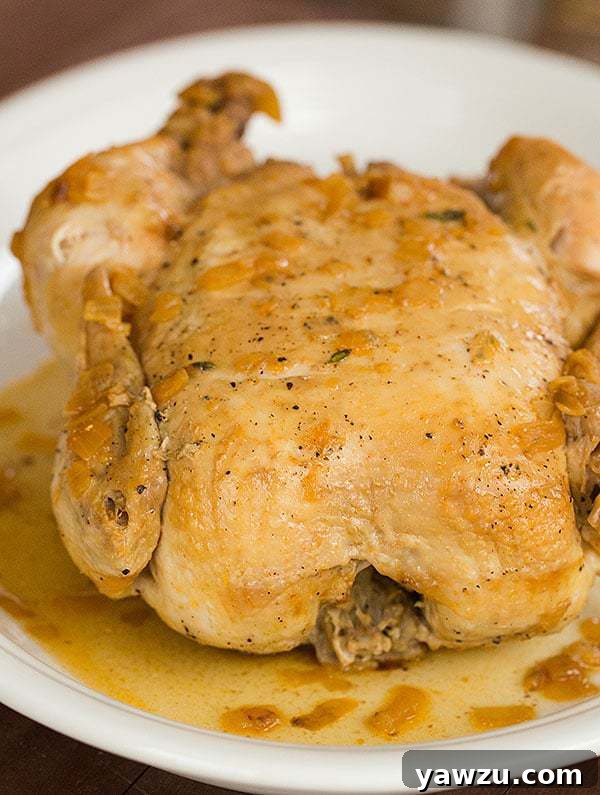 Experience the unparalleled tenderness of Crock-Pot Whole Roasted Chicken – say goodbye to your oven for roasting chicken!