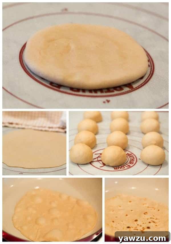 A stack of golden brown homemade flour tortillas with a soft texture.