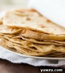 Freshly made flour tortillas stack