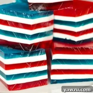 Red, White & Blue Layered Finger Jello, a patriotic and fun dessert