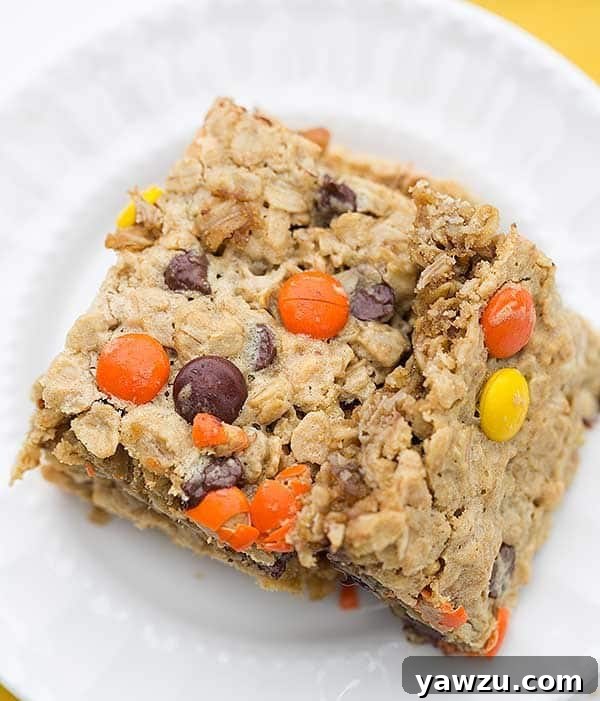 Flourless Peanut Butter-Chocolate Chip Oat Bars | browneyedbaker.com