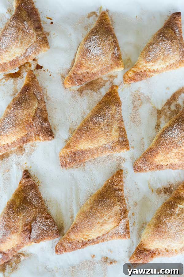 Freshly baked apple turnovers on a cooling rack, showcasing their golden-brown crust and powdered sugar dusting.