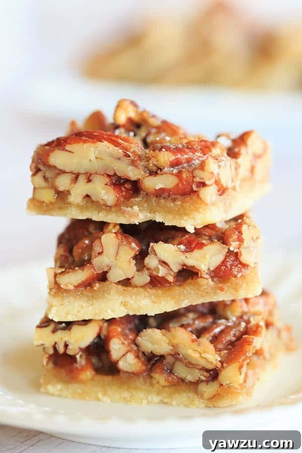 Delicious Ultranutty Pecan Bars with a flaky shortbread crust, topped with generous pecan halves, perfect for dessert lovers