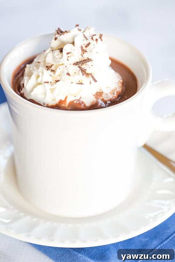 Italian Hot Chocolate (Cioccolata Calda) - The thickest, richest, most amazing hot chocolate I've ever tasted! A truly decadent treat.