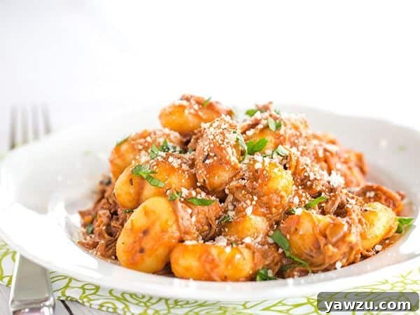 Slow Cooker Gnocchi in a Creamy Pork Sauce - An easy dinner perfect for a crowd!