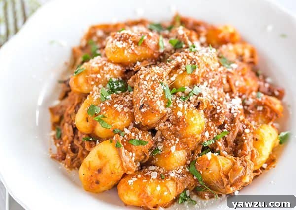 Slow Cooker Gnocchi in a Creamy Pork Sauce - An easy dinner perfect for a crowd!