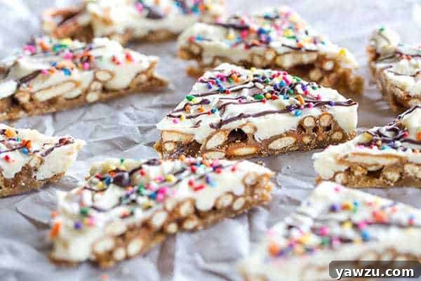 Delicious Pretzel Bark Candy, a perfect blend of sweet, salty, and crunchy textures for an irresistible treat. Ideal for parties or everyday indulgence.