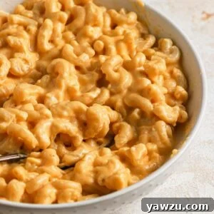 A small bowl of creamy stovetop mac and cheese.