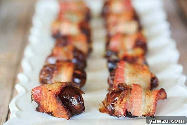 Cheesy Bacon-Wrapped Dates - Super easy and only THREE ingredients! | browneyedbaker.com
