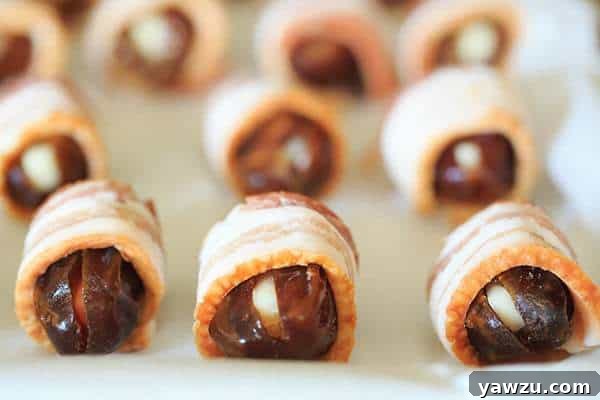 Cheesy Bacon-Wrapped Dates - Super easy and only THREE ingredients! | browneyedbaker.com