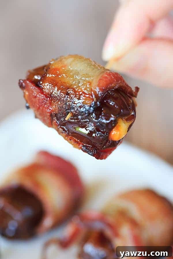 Cheesy Bacon-Wrapped Dates - Super easy and only THREE ingredients! | browneyedbaker.com