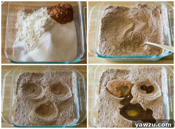 Wacky Cake! Chocolate cake with a simple vanilla frosting - the cake recipe, which uses no butter, eggs or milk, was popular during WWII when rationing was prevalent.