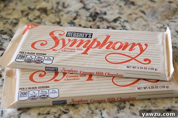 Symphony Bars - The warm blondies with the melted Symphony chocolate gently spread across the top, creating a glossy and inviting finish.