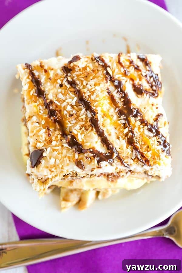 Samoa Icebox Cake: A classic no-bake dessert that features all of the classic flavors of one of the most popular Girl Scout cookies - Samoas!