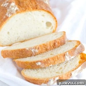 A beautiful, crusty loaf of homemade Rustic Italian Bread.