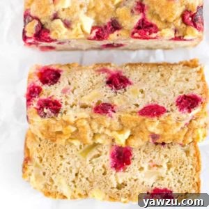 Freshly baked Apple Cranberry Bread loaf.