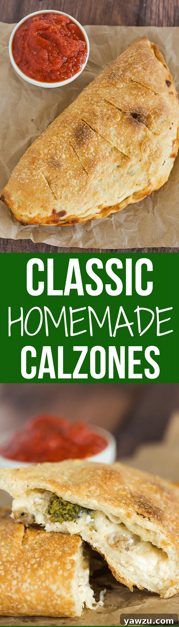 Simple, classic calzones made from an easy pizza dough and with an unlimited assortment of filling possibilities!
