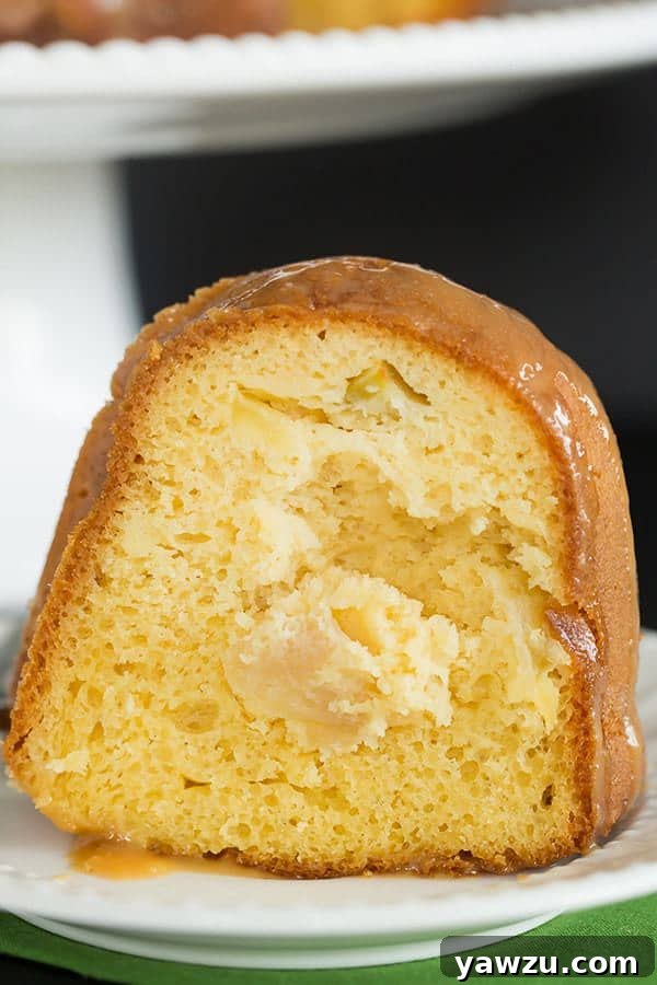 Caramel Apple Bundt Cake - An easy cake recipe baked up in a gorgeous Bundt pan, and topped with a perfect caramel glaze.