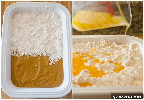 Freshly baked Pumpkin Yummy Dessert, still warm from the oven, with its distinctive golden, crumbly top, ready to be enjoyed.