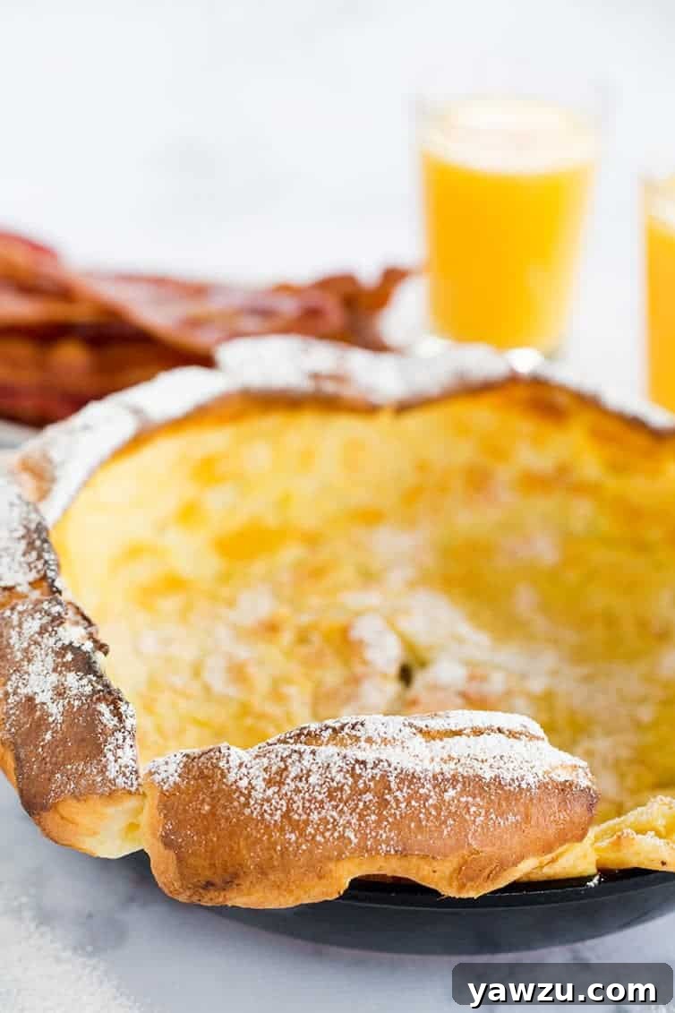 This Dutch baby pancake, sometimes called a German pancake, is a not-too-sweet, crepe-like popover that makes the perfect breakfast or brunch.