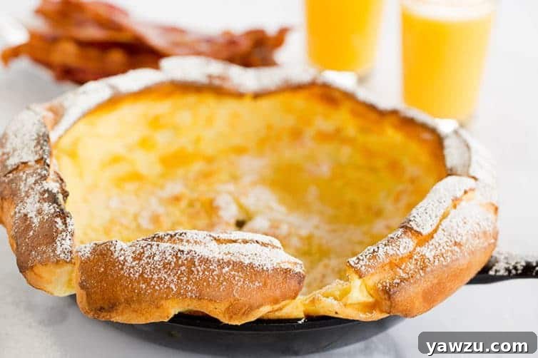 This Dutch baby pancake, sometimes called a German pancake, is a not-too-sweet, crepe-like popover that makes the perfect breakfast or brunch.