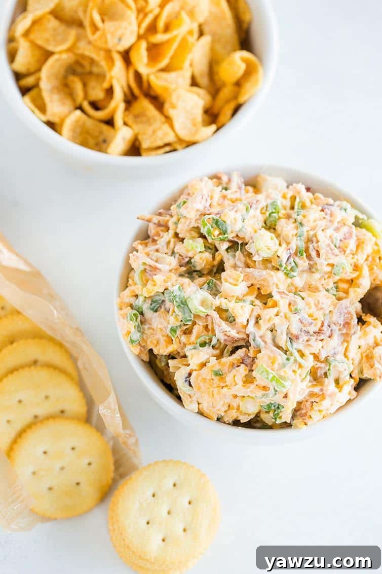 Neiman Marcus Dip - A quick and easy combination of bacon, cheddar, scallions, mayo, toasted almonds and hot sauce! 