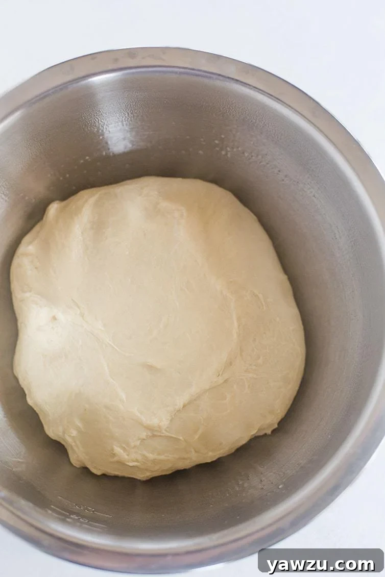 Milk bread dough in bowl for first rise.