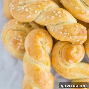 A pile of braided Greek Easter cookies (Koulourakia)