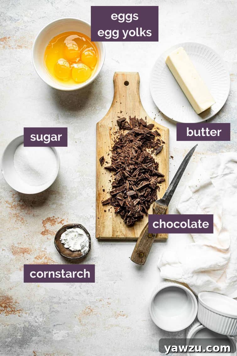 An overhead photo of prepped ingredients with text labels.