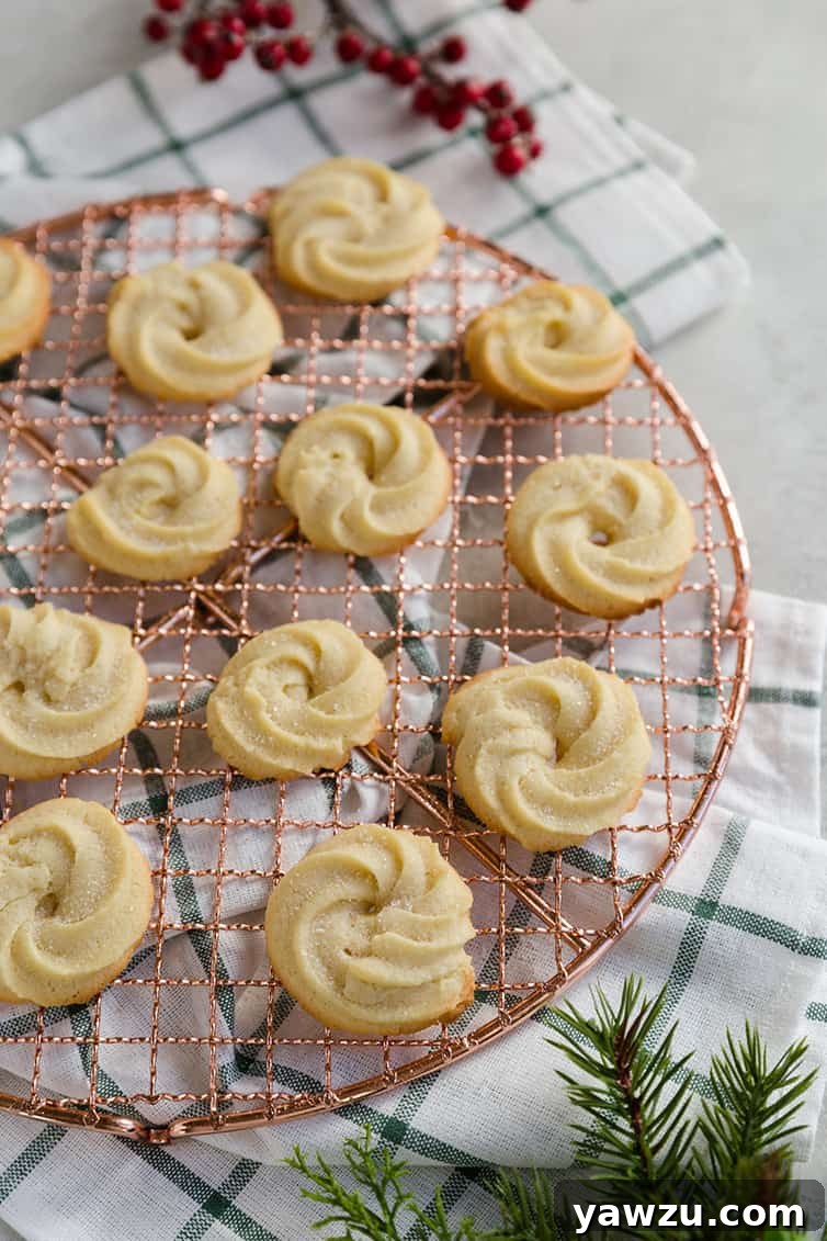 Danish Butter Cookies on a cooling rack.
