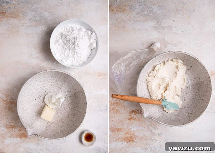 Making the cream filling for homemade Oreo cookies.