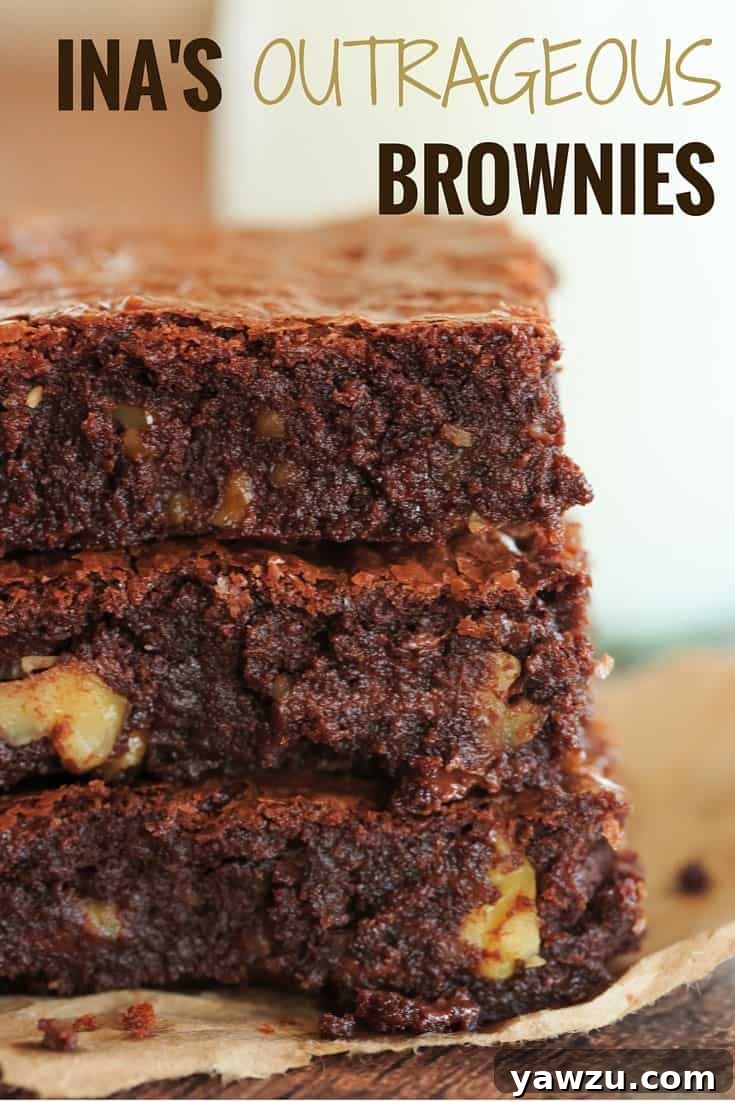 Ina Garten's Outrageous Brownies, rich and fudgy with walnuts