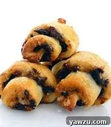Delicious Rugelach cookies arranged beautifully, ready for serving.