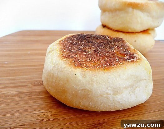 Freshly baked homemade English muffins ready to be enjoyed