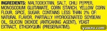 A close-up image displaying the ingredient list from a popular brand of pre-packaged taco seasoning mix, highlighting common additives and preservatives.