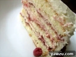 Another enticing view of a slice of the Perfect Party Cake with its beautiful layers.