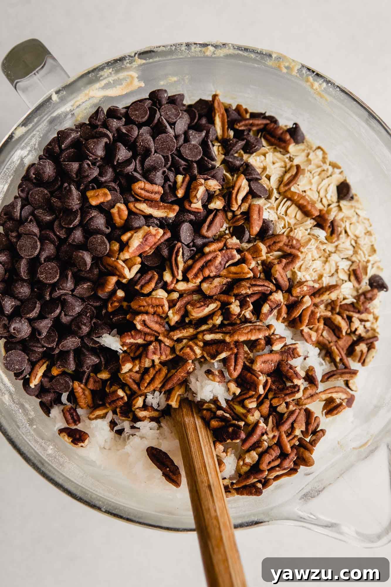 Mixing together cowboy cookie dough.